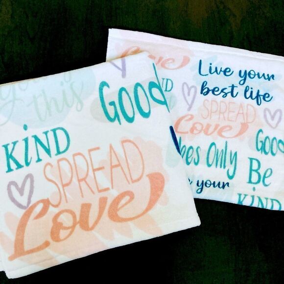 NWT Spa Bath Towels Inspirational Words Set - Picture 1 of 3